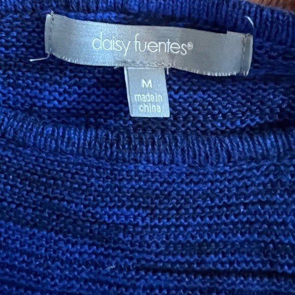 Daisy Fuentes Royal Blue And Black Long Sleeve Tunic Knit Sweater Size Medium - Picture 4 of 4